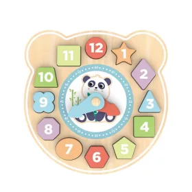 MONI Holzpuzzle-Uhr Panda Pastell