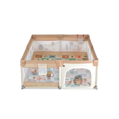 GAMEZONE járóka összecsukható szőnyeggel, 60 labdával 120x120 BÉZS