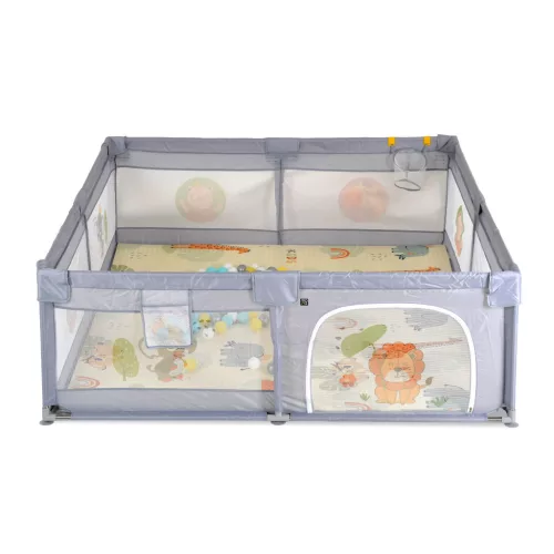 GAMEZONE  járóka összecsukható szőnyeggel, 60 labdával 150x200 SZÜRKE