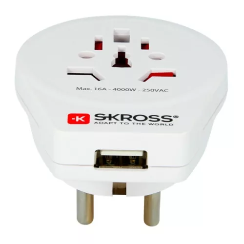 SKROSS 1.500266 World to Europe USB - csatlakozó átalakító európába utazóknak + USB