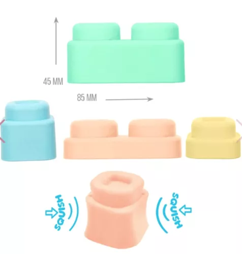 MOCHTOYS Play&Squish puha vonat és kocka szett 12db  PASZTELL