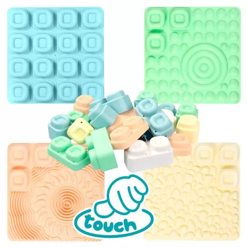 MOCHTOYS Play&Squish szenzorikus szőnyeg - tapilap+ kockák NAGY szett 24+4db PASZTELL