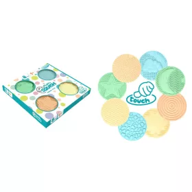   MOCHTOYS Play&Squish Sinnesmatte – runde Tastfliesen, 8 Stück, Pastellfarben