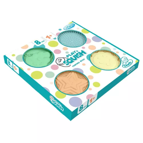 MOCHTOYS Play&Squish Sinnesmatte – runde Tastfliesen, 8 Stück, Pastellfarben