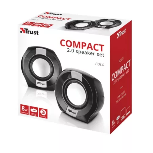 Trust Polo Compact 2.0 jack 8W USB fekete-ezüst hangszóró