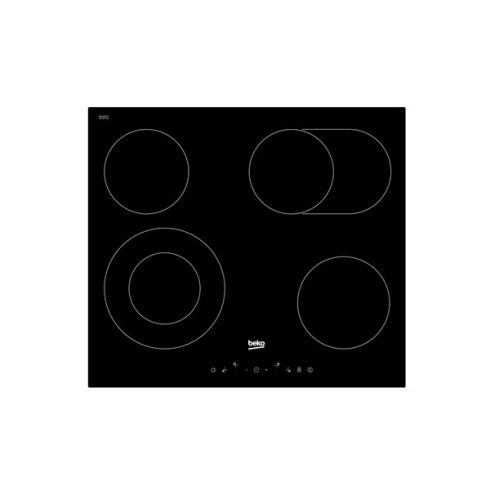 Beko HIC 64403 T fekete, beépíthető, elektromos üvegkerámia, főzőzóna: 4, beépíthető méret: 56cm, főzőlap