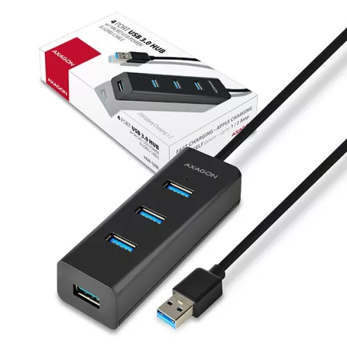 Axagon HUE-S2BL 4-portový USB 3.0 rýchlonabíjací HUB s dlhým káblom