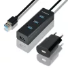 Axagon HUE-S2BP 4-portová rýchlonabíjačka USB 3.0 s dlhým káblom, napájací HUB