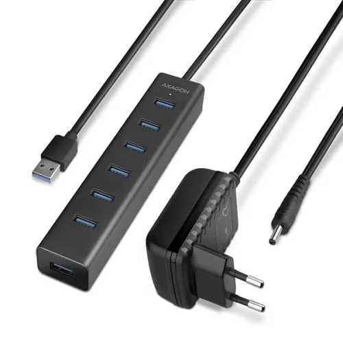 Axagon HUE-SA7BP 7 portos USB3.0 gyorstöltő fekete HUB