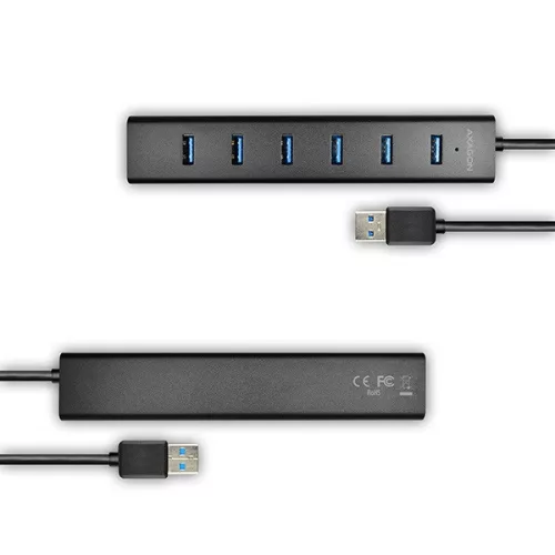Axagon HUE-SA7BP 7-portový USB 3.0 rýchlonabíjací HUB čierny