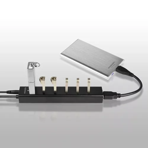 Axagon HUE-SA7BP 7 portos USB3.0 gyorstöltő fekete HUB