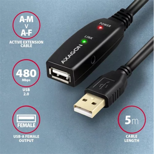 Axagon ADR-205 aktív USB hosszabbító kábel 5m