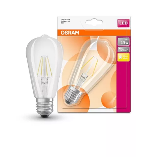 Osram Star priehľadné sklenené tienidlo/4,5W/470lm/2700K/E27 LED Edison žiarovka