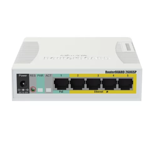 MikroTik RB260GSP/CSS106-1G-4P-1S 5-portni GbE 1xGbE SFP PoE preklopnik
