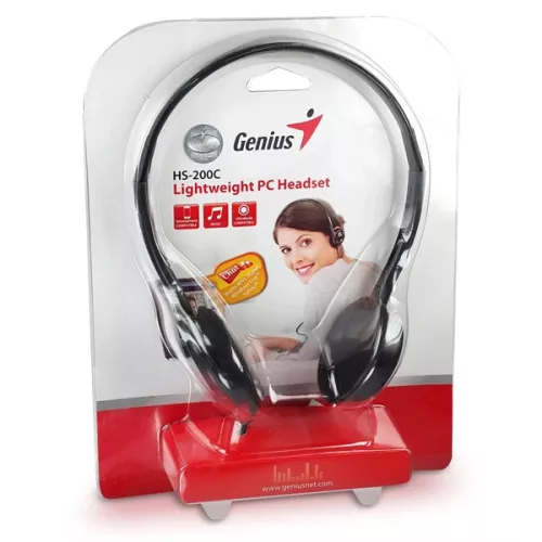 Genius HS-200C dual jack fekete headset
