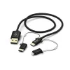 Dátový kábel Hama 183348, 1 m, micro USB / Type-C / Lightning, 3 v 1, čierny