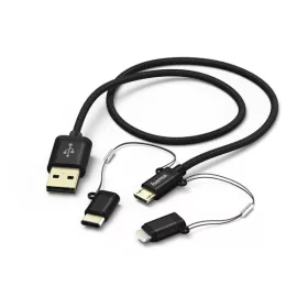   Dátový kábel Hama 183348, 1 m, micro USB / Type-C / Lightning, 3 v 1, čierny