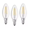 LED sviečková žiarovka Osram Base s čírym skleneným tienidlom/4W/470lm/2700K/E14/v krabičke 3 ks