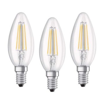   Osram Base átlátszó üveg búra/4W/470lm/2700K/E14/dobozos LED gyertya izzó 3 db