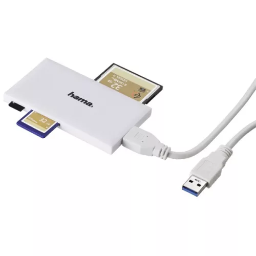 Hama 181017 "Slim" USB 3.0 superrýchla biela čítačka viacerých kariet