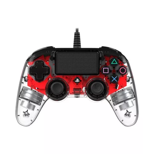 Nacon 2804955 Compact PS4 vezetékes átlátszó-halványpiros kontroller