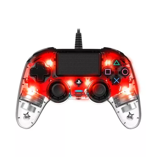Nacon 2804955 Compact PS4 vezetékes átlátszó-halványpiros kontroller