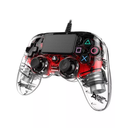 Nacon 2804955 Compact PS4 vezetékes átlátszó-halványpiros kontroller