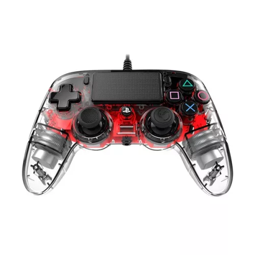 Nacon 2804955 Compact PS4 vezetékes átlátszó-halványpiros kontroller