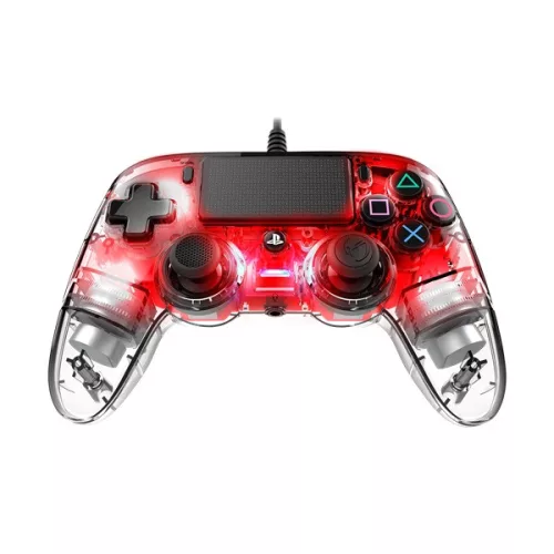 Nacon 2804955 Compact PS4 vezetékes átlátszó-halványpiros kontroller