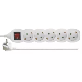   Emos P1525R 5 zásuviek 5 metrov 1,5 mm2 biely predlžovací kábel s vypínačom