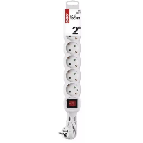 Predlžovací kábel Emos P1622 s 6 zásuvkami, 2 metre a 1 mm2