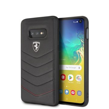   Ferrari Heritage Samsung S10 Lite tűzdelt bőr kemény fekete tok