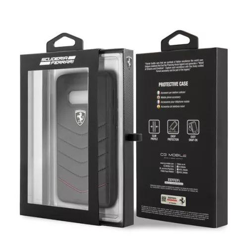 Ferrari Heritage Samsung S10 Lite Gesteppte Leder Hartschalen-Hülle Schwarz