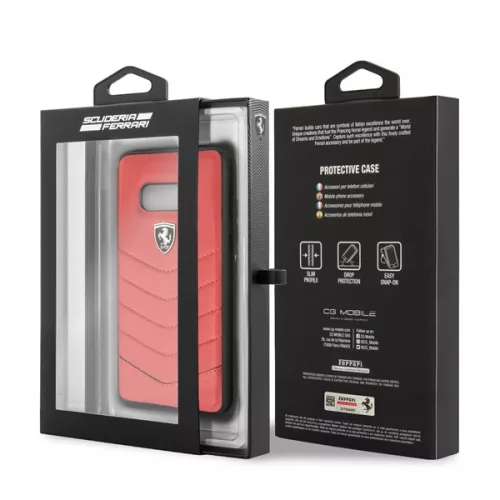 Ferrari Heritage Samsung S10 Lite gesteppte Leder-Hartschalen-Hülle in Rot