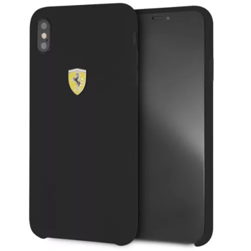 Ferrari SF iPhone XS Max schwarze Silikon-Rückseite