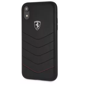   Ferrari Heritage iPhone XR schwarze gesteppte/harte Lederhülle
