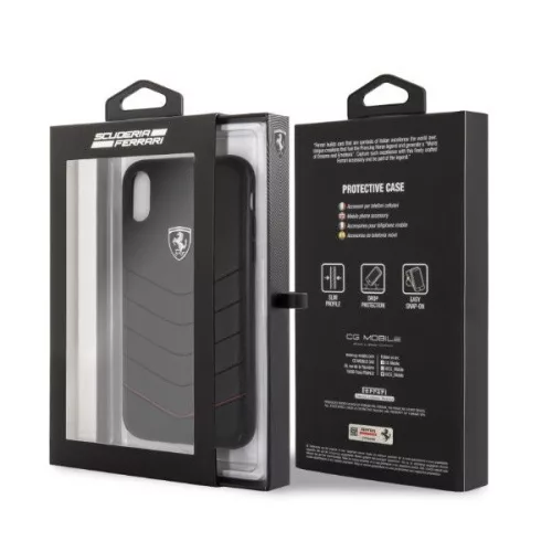 Ferrari Heritage iPhone XR schwarze gesteppte/harte Lederhülle