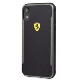  Ferrari SF Racing Shield iPhone XR Rückseite in Schwarz mit Carbon-Effekt