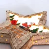 Iris Csillag alakú Télapó mintás/30x30cm/meleg fehér LED-es fa fénydekoráció