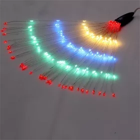   Tűzijáték stílusú 8 programos/távirányítós/több színű/200db LED-es/2xAA elemes fényfüzér, fénydekoráció