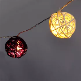   Iris Gömb alakú fonott/rattan/4m/meleg fehér + lila/20db LED-es/3xAA elemes fényfüzér, fénydekoráció
