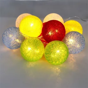   Iris Gömb alakú 6cm/színes fonott/1,5m/több színű/10db LED-es/USB-s fényfüzér, fénydekoráció