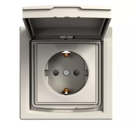   Schneider EPH3100323 ASFORA GYV/mit Stiftabdeckung/IP44/mit Rahmen/beige 2P+F Steckdose