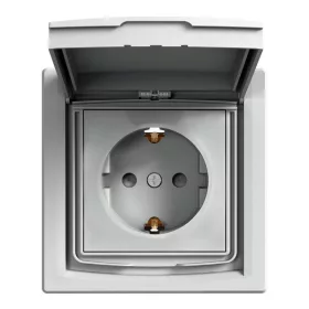   Schneider EPH3100361 ASFORA GYV/mit Stiftabdeckung/IP44 Aluminium 2P+F Steckdose