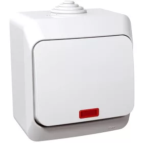   Schneider WDE000514 CEDAR PLUS mit Kontrollleuchte/IP44/weißer einpoliger Schalter