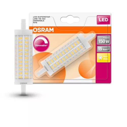 Osram Superstar LED ceruzková žiarovka s plastovým tienidlom/17,5 W/2452 lm/2700 K/R7s, nastaviteľná