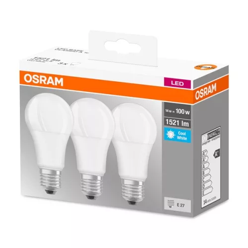LED žiarovka Osram Base matný plastový tienidlo/14W/1521lm/4000K/E27 3 ks