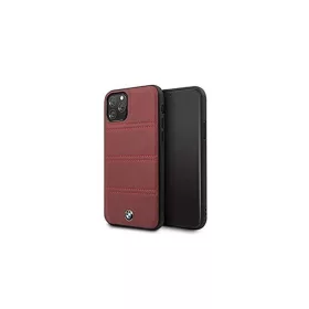   BMW iPhone 11 Pro vízszintesen csíkozott burgundi vörös kemény bőrtok