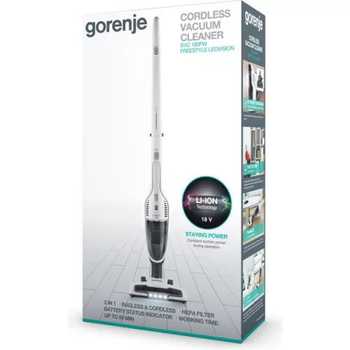 Gorenje SVC180FW bezdrôtový biely zvislý vysávač 2 v 1