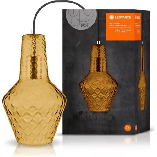 Ledvance Vintage 1906 Carved Bottle max. 60W/1xE27 narancssárga függesztett lámpa
